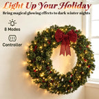 36 Inch Prelit Crestwood Spruce Christmas Wreath with Bow