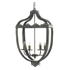 4 Light Metal Chandelier with Adjustable Chain - Gray