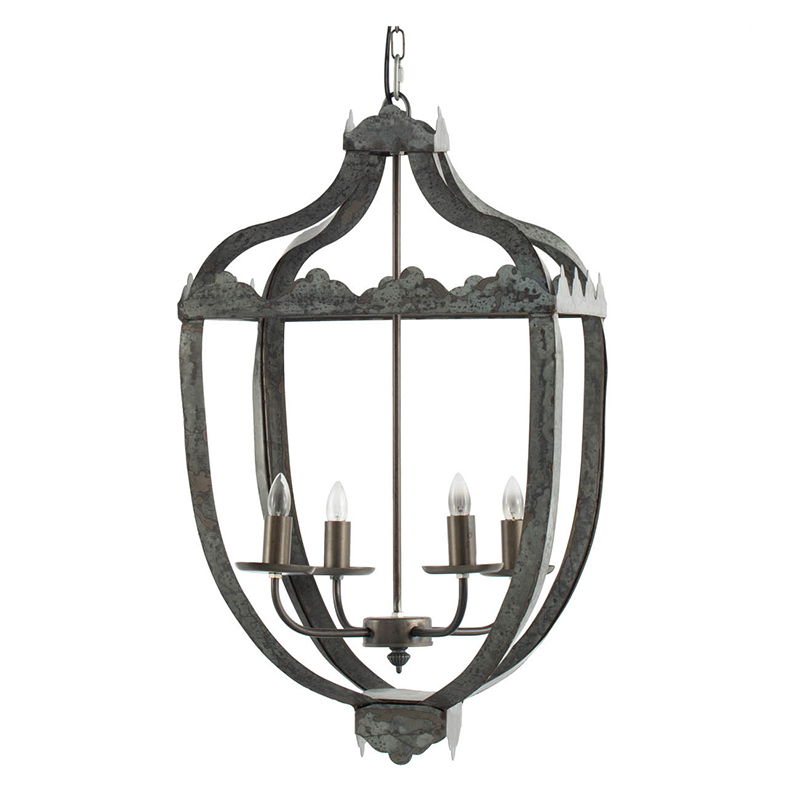 4 Light Metal Chandelier with Adjustable Chain - Gray
