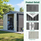 Lockable Metal Shed 8x12 FT with Aluminum Frame - Gray