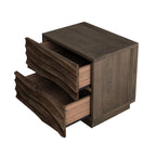Solid Wood Nightstands with 2 Drawers - Modern Handleless Design - Brown
