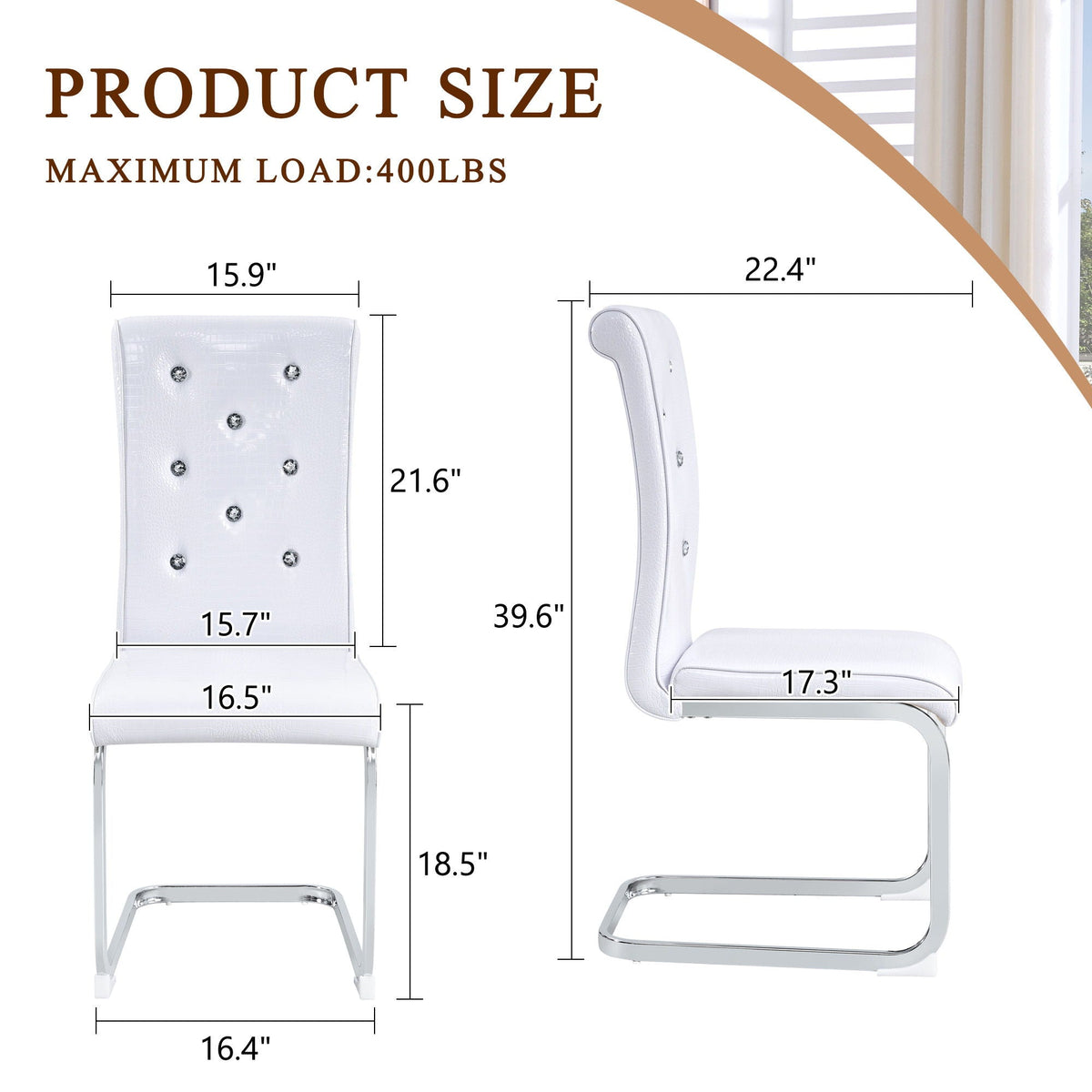 Elegant Design Upholstered Dining Chairs with Crystal Details - Multiple Colors