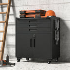Rolling Tool Cabinet Heavy Duty Garage Storage With Lockable Doors