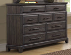 Mahogany 9 Drawer Dresser with Ample Storage - Mahogany