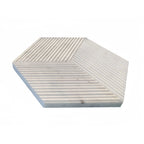 Hexagon Natural Stone Marble Decorative Tile Set with 3D Fluted Texture - Gray or White