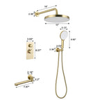 10" Shower System Set with Control Valve – Solid Brass – Gold or Black