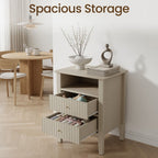Fluted Nightstand with 2 Drawers and Soft-Close Slides - Multiple Colors