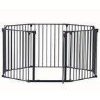 Adjustable Metal Safety Gate Play Yard with Pivoting Panels - Black