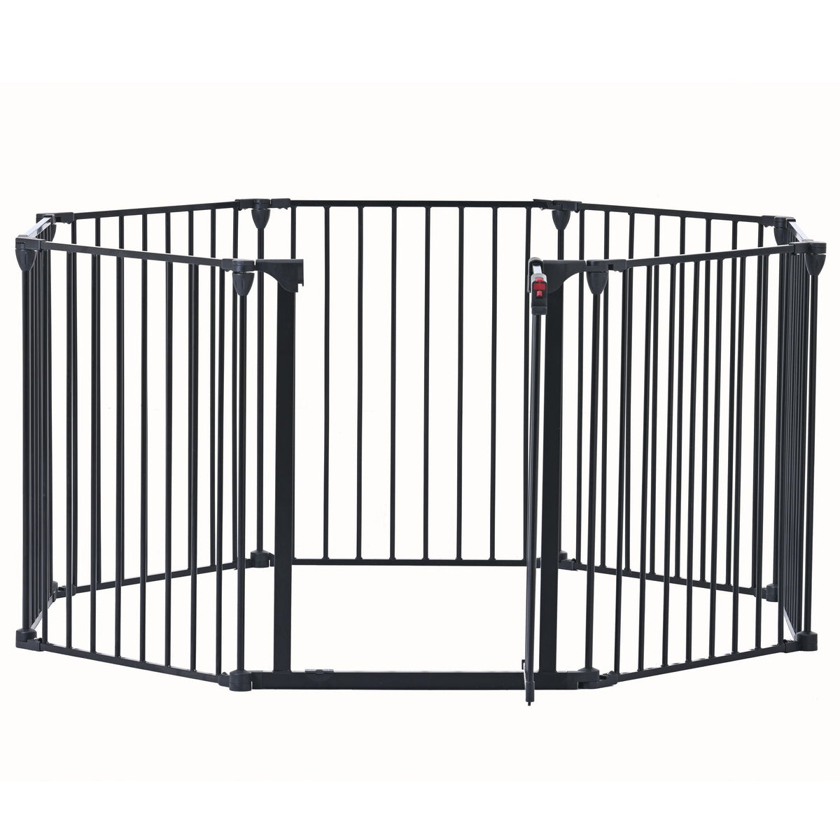 Adjustable Metal Safety Gate Play Yard with Pivoting Panels - Black