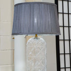 Luxora Decorative Glass Table Lamp with Gold Finish and Grey Shade