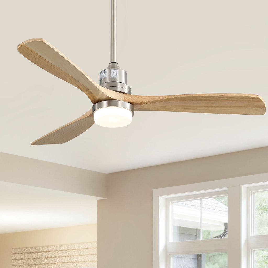 Indoor Ceiling Fan with Dimmable LED Light and 6-Speed Remote - Light Brown or White