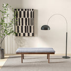 Ash Gray Upholstered Bench with Solid Wood Base - Ash Gray