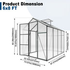 Windproof Greenhouse with Raised Base - Polycarbonate Panels - Black