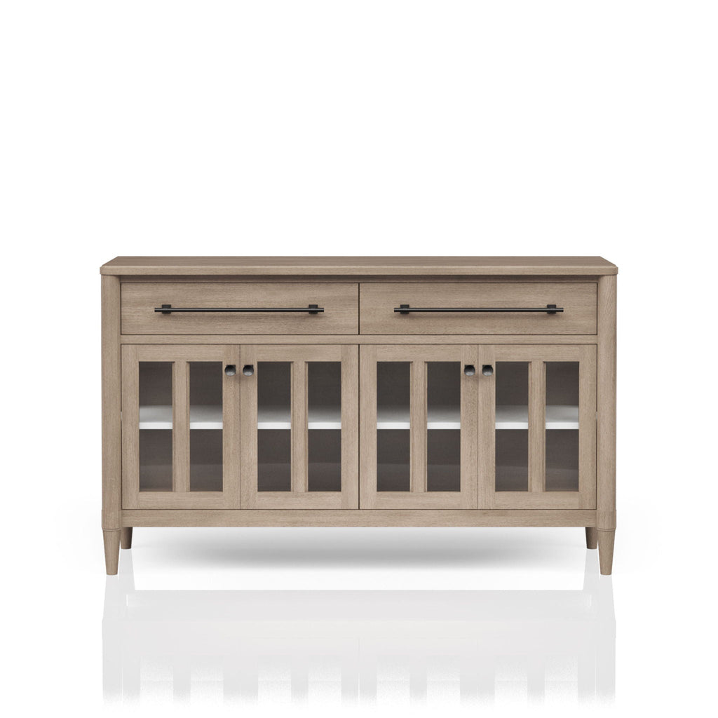 Buffet with Glass Cabinet Doors and Power Ready Feature - Sand