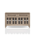 Buffet with Glass Cabinet Doors and Power Ready Feature - Sand