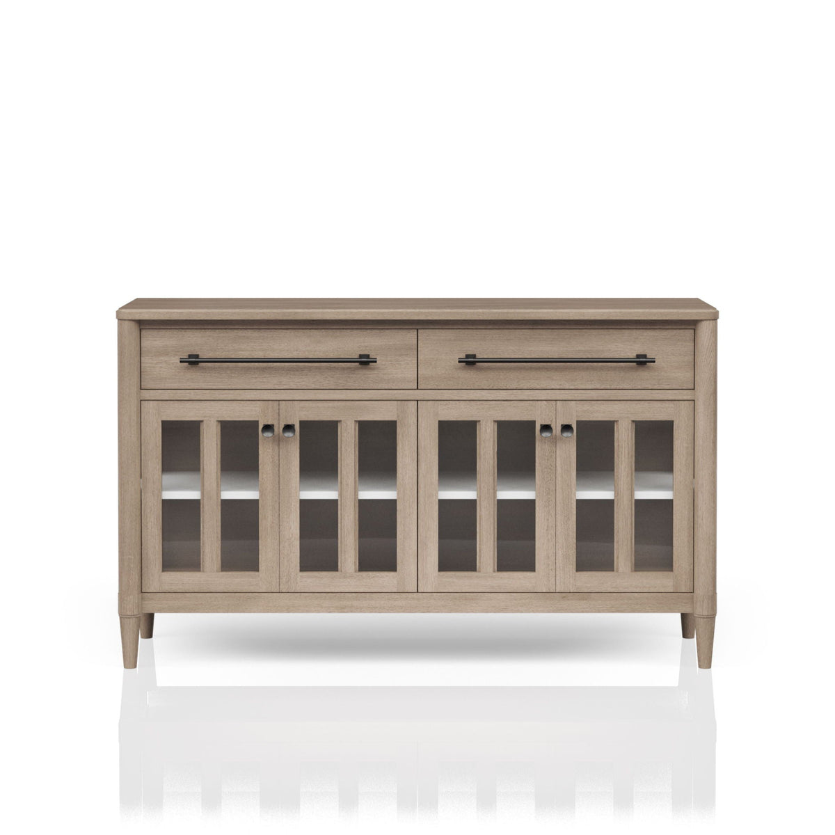 Buffet with Glass Cabinet Doors and Power Ready Feature - Sand