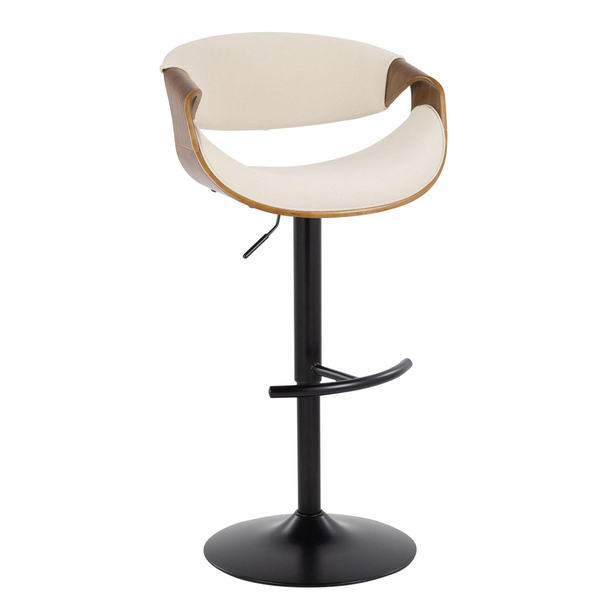 Mid Century Modern Adjustable Barstool Set with Swivel and T Footrest - Multiple Colors