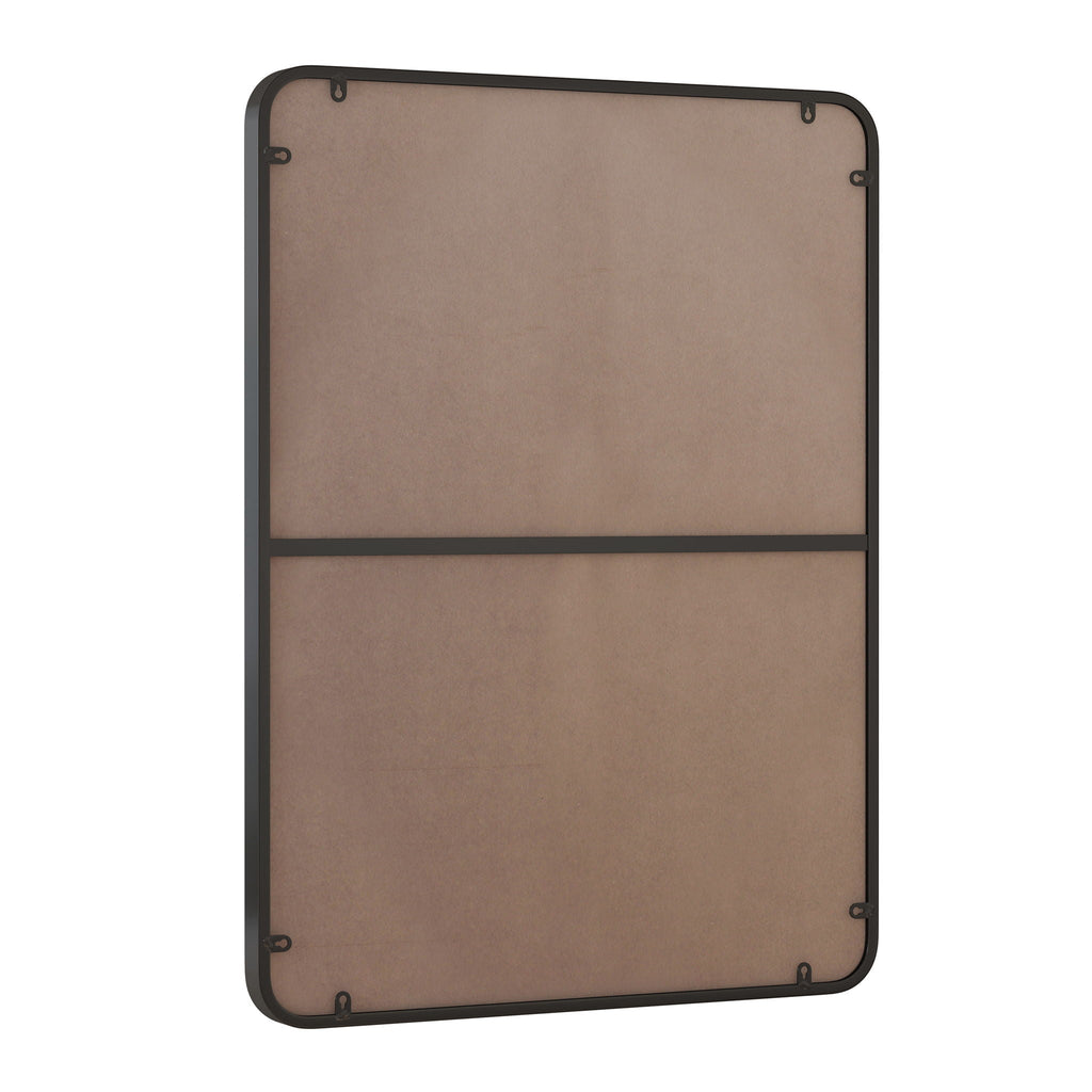 Rectangular Metal Framed Wall Mirror with Modern Design - Black