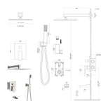 10-Inch Wall Mounted Square Shower System with Rough In Valve - Black or Gray