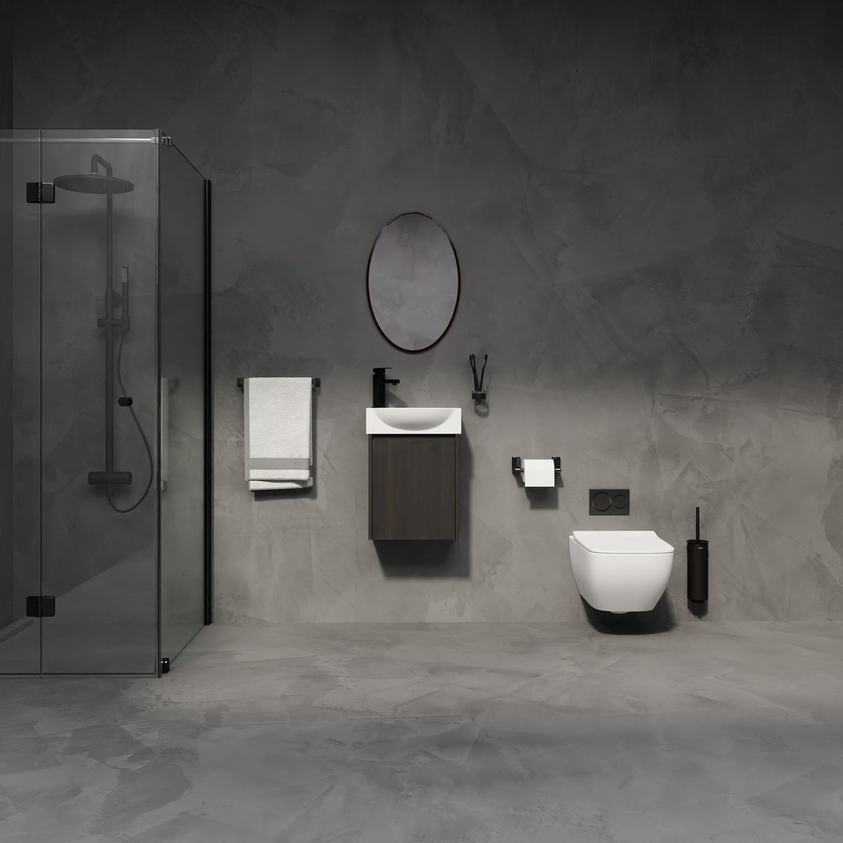 Modern Bathroom Vanity with Ceramic Basin and Storage Cabinet - Light Brown, Black, or White
