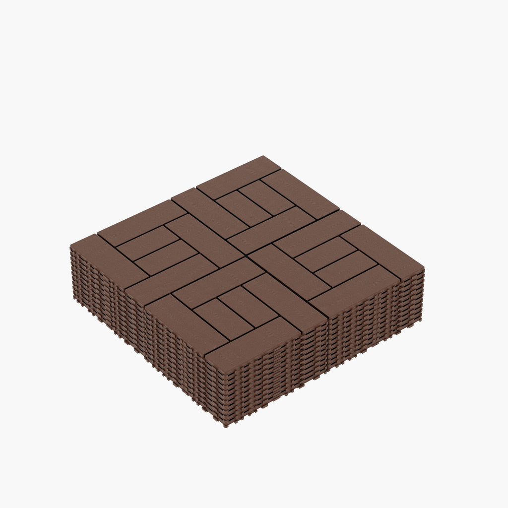 Interlocking Deck Tiles with Anti-Slip Surface - Dark Gray or Dark Brown