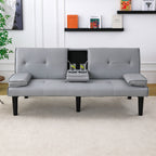 Foldable Sofa Bed with Cup Holder and Solid Wood Frame - Multiple Colors