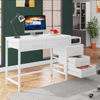 Computer Desk with Reversible 5 Drawer Storage - White or Light Brown