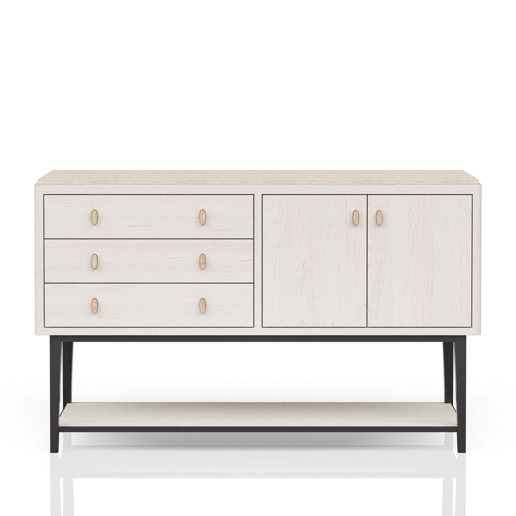 White Server With Base with Power Access - 60" W x 18" D x 37" H