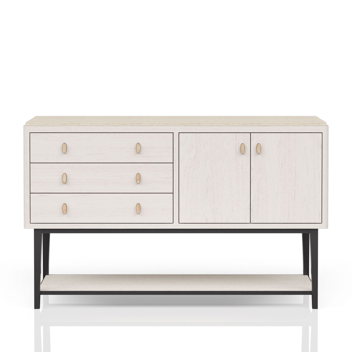 White Server With Base with Power Access - 60" W x 18" D x 37" H