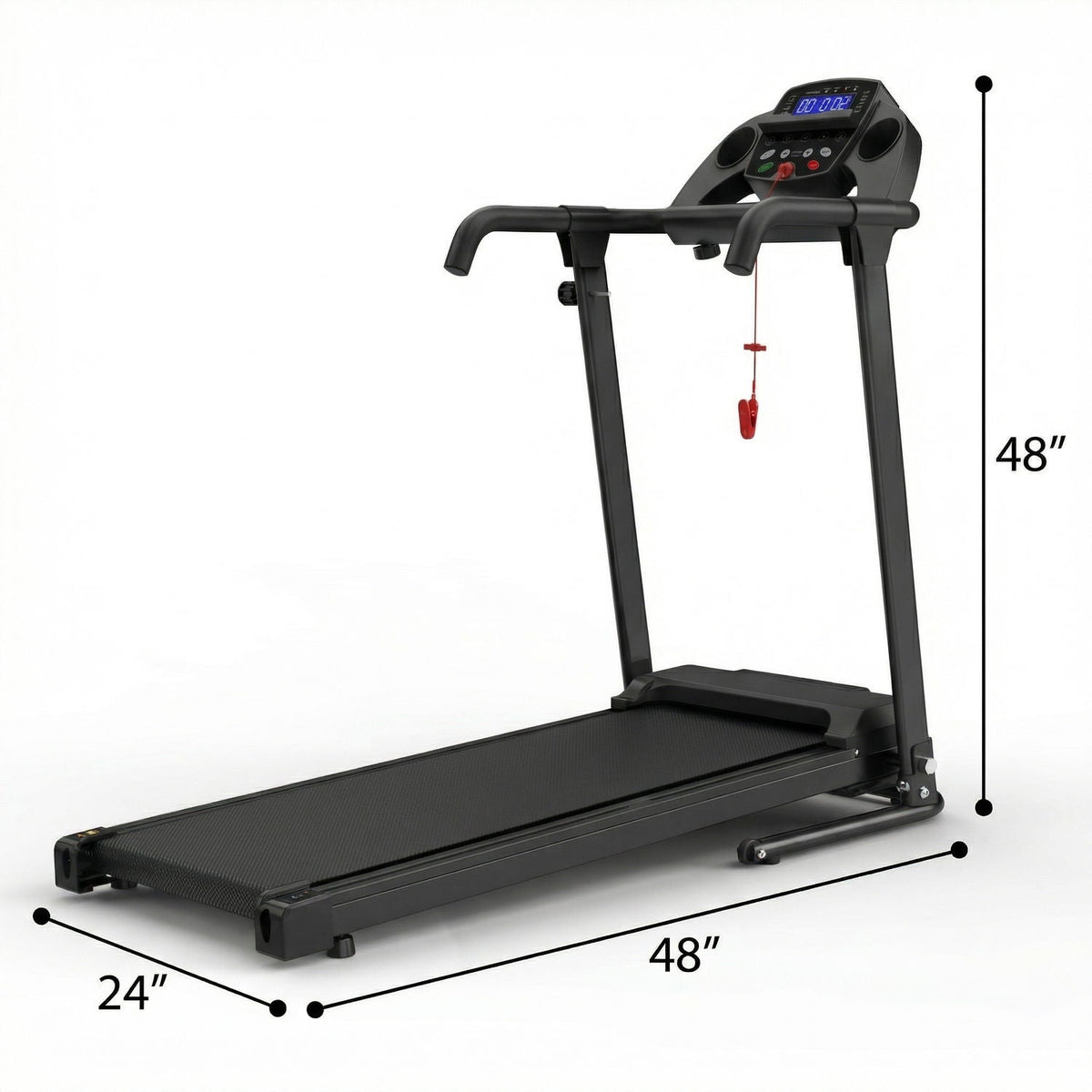 2.5Hp Portable Treadmill with Handles, App Control & LED Display - Black