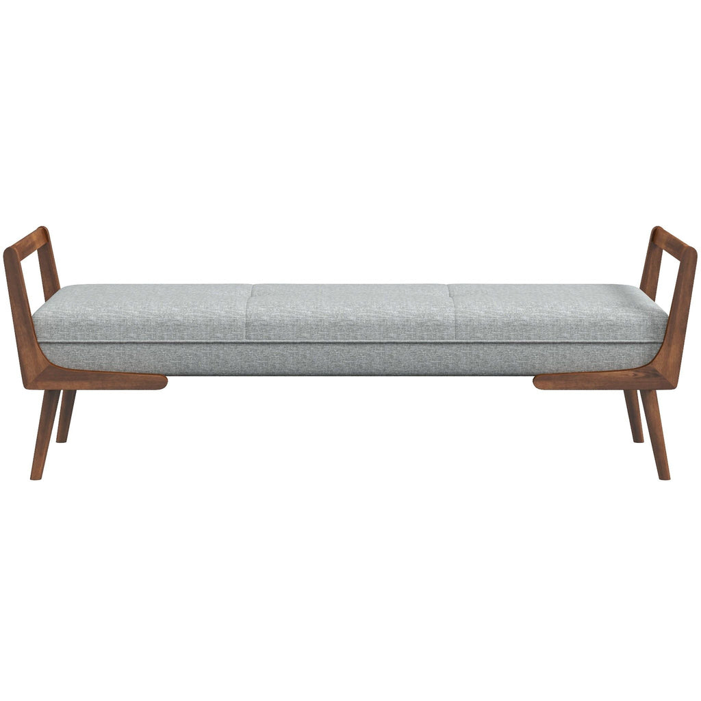 Gray Upholstered Bench with Biscuit Tufting - 51.2" Wide
