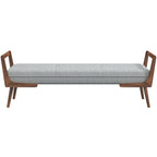 Gray Upholstered Bench with Biscuit Tufting - 51.2" Wide