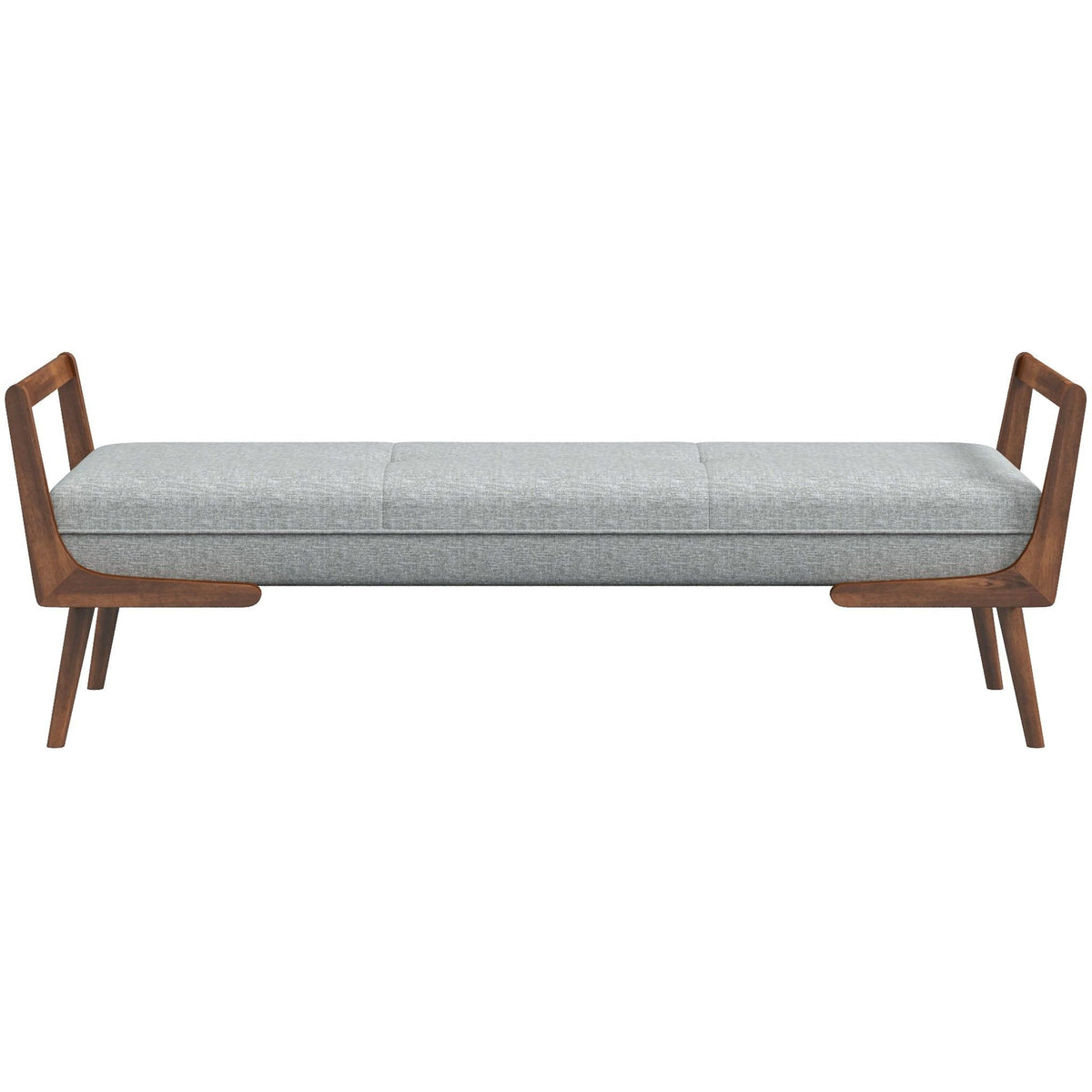 Gray Upholstered Bench with Biscuit Tufting - 51.2" Wide