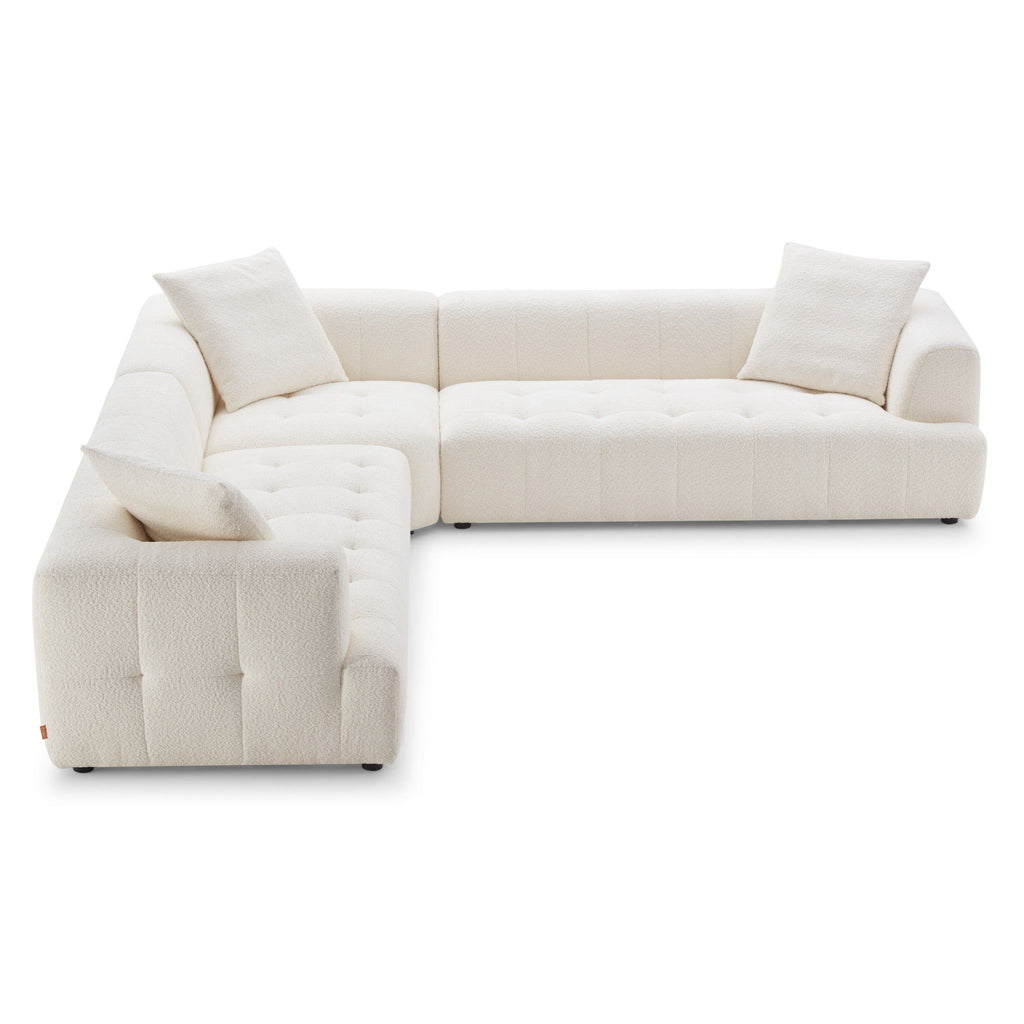 Elegant Upholstery Corner Sofa with Durable Frame - Beige