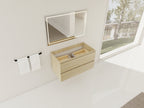 36" Wall-Mounted Bathroom Vanity Cabinet with Soft-Close Drawers - Natural Wood Grain