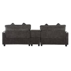 Modern Sectional Sofa with Removable Ottomans, USB Ports - Dark Gray or Light Blue