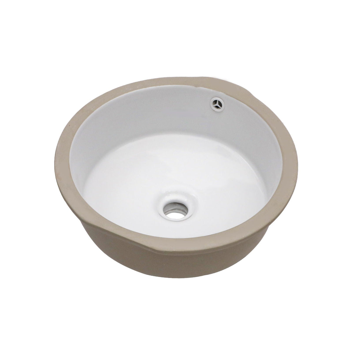Ceramic Round Undermount Bathroom Sink with Overflow - White