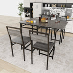 Extendable Dining Table Set with 4 Chairs – MDF and Metal
