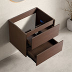 Bathroom Vanity with Wall Hang Storage and Porcelain Basin - Brown / White