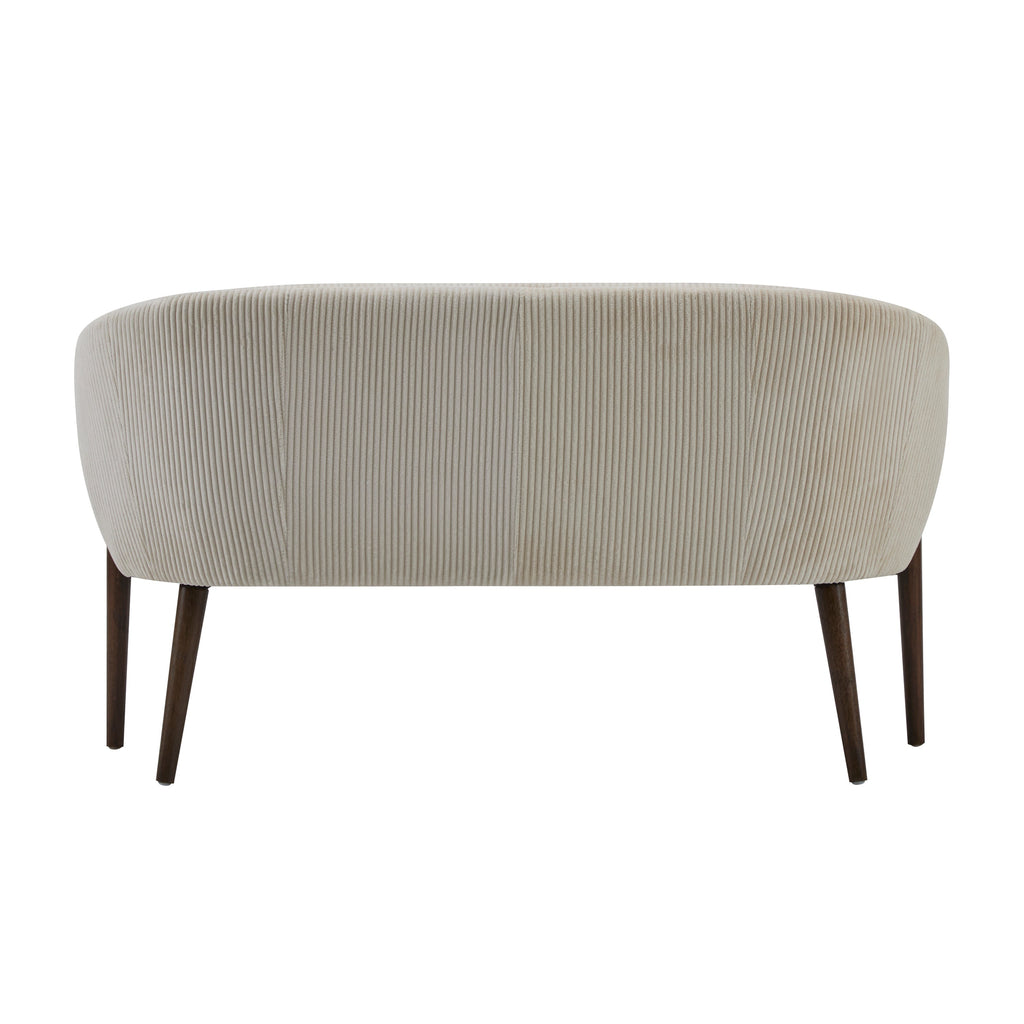 Corduroy Recessed Arm Loveseat with Channel Tufting - Beige & Walnut