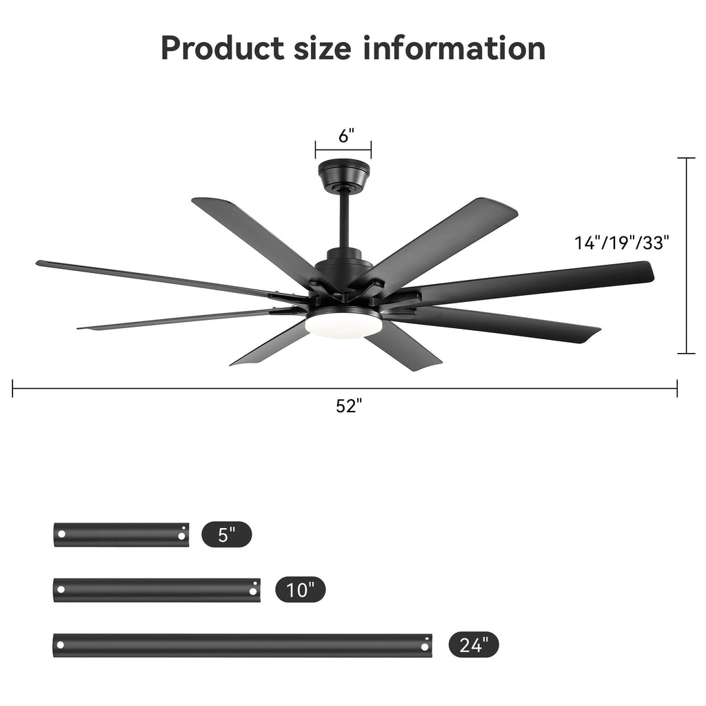 Smart Ceiling Fan With 8 Blades, Voice Remote Control, 6 Wind Speeds
