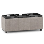 Avalon Upholstered Storage Ottoman with Flip-Over Serving Trays - Multiple Colors