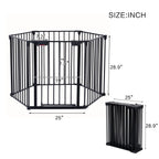 Adjustable Metal Safety Gate Play Yard with Pivoting Panels - Black
