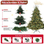 Full-Bodied Pre-Lit Evergreen Christmas Tree with 350 Warm White Lights - Green