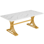 White and Gold Executive Desk with X-Legs - Stain-Resistant Surface