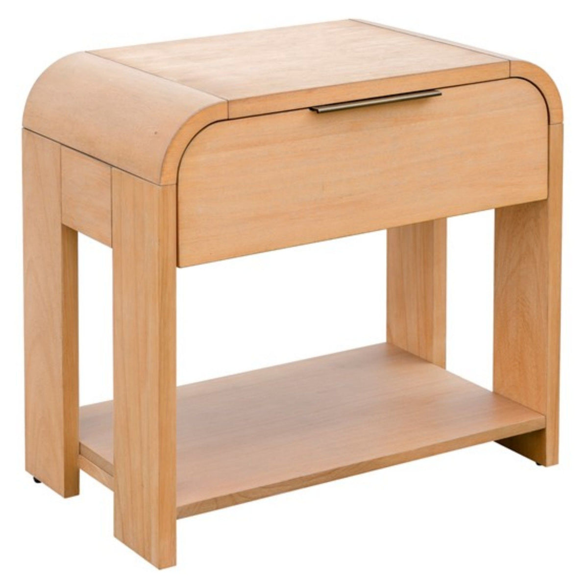 1 Drawer Waterfall Nightstand with Mid Century Design - Natural