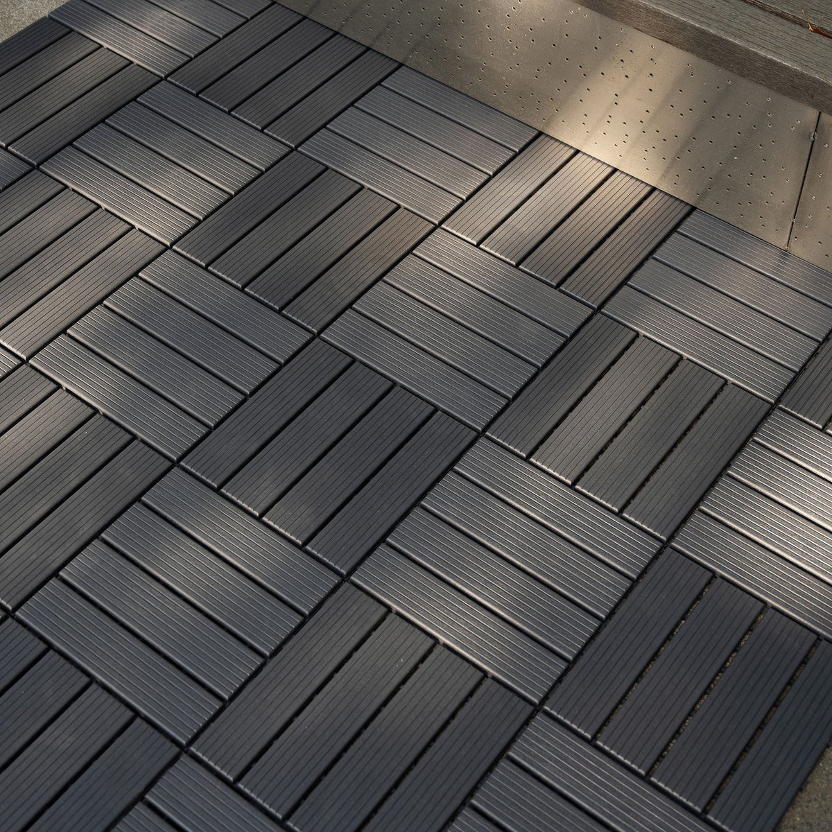Interlocking Deck Tiles 44 Pack with Easy Click Installation - Dark Brown or Dark Gray