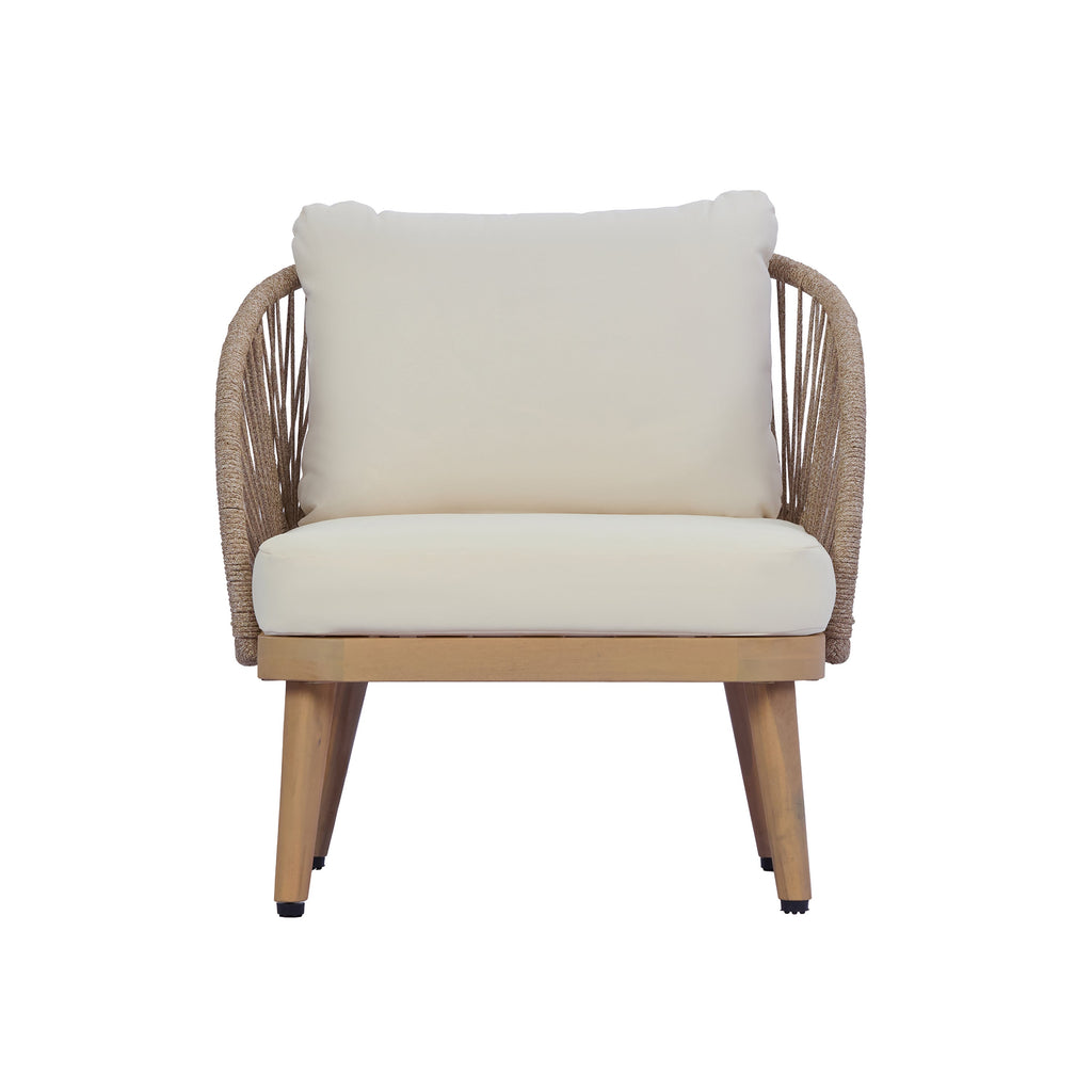 Acacia Wood Patio Seating Set with Rope Accents - 4-Piece