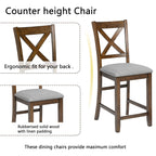 Wooden 5 Piece Dining Table Set with Square Counter Height Table - Gray or Dark Brown