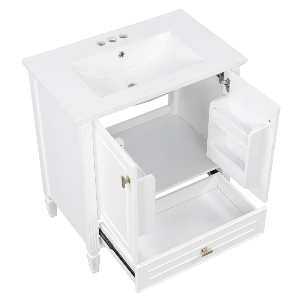 Freestanding Vanity with Drawer & Soft Close Doors - Green or White